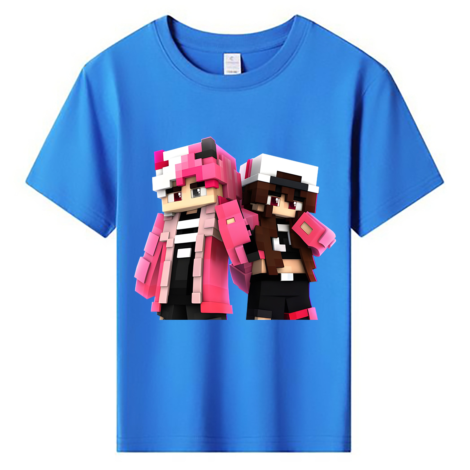 （画像用） マインクラフト ブロックの世界 Minecraft MC Block world 綿100％キッズTシャツ（フロントプリント）